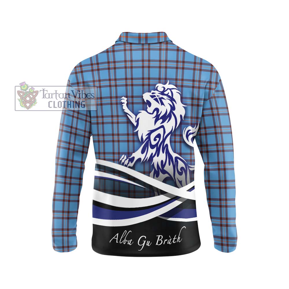 Elliot Ancient Tartan Long Sleeve Polo Shirt with Alba Gu Brath Regal Lion Emblem - Tartanvibesclothing Shop