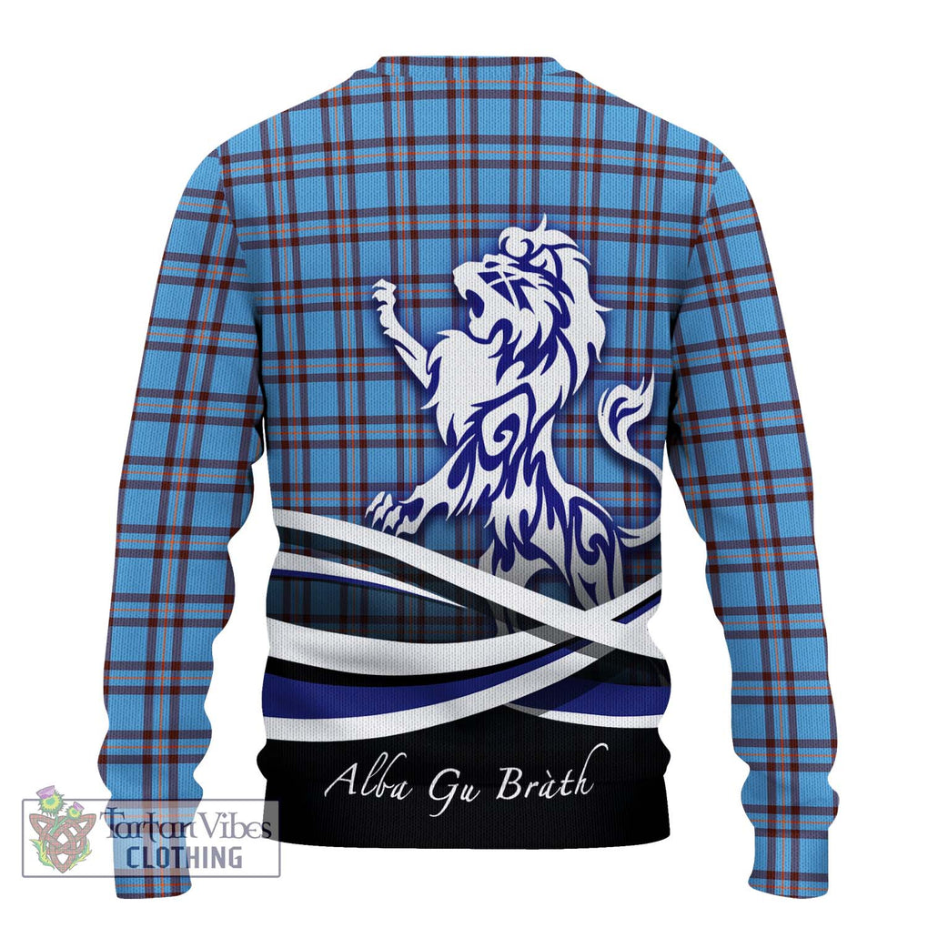 Elliot Ancient Tartan Knitted Sweater with Alba Gu Brath Regal Lion Emblem - Tartanvibesclothing Shop