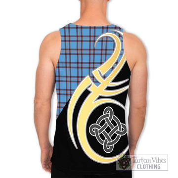 Elliot Ancient Tartan Men's Tank Top with Family Crest and Celtic Symbol Style