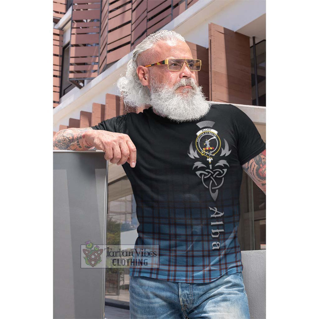 Tartan Vibes Clothing Elliot Ancient Tartan Cotton T-shirt Featuring Alba Gu Brath Family Crest Celtic Inspired