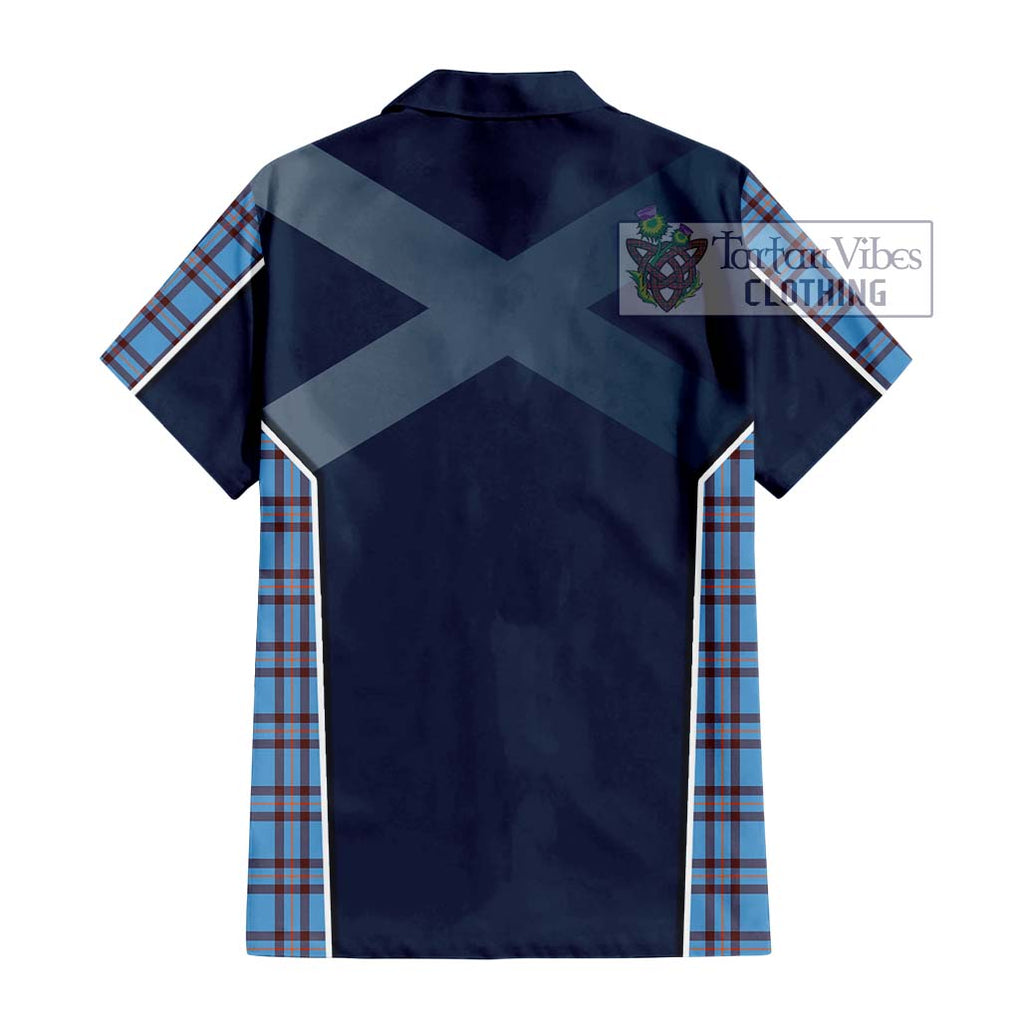 Elliot Ancient Tartan Short Sleeve Button Shirt with Family Crest and Lion Rampant Vibes Sport Style - Tartan Vibes Clothing