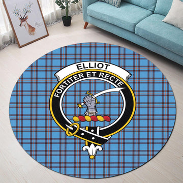 Elliot Ancient Tartan Round Rug with Family Crest