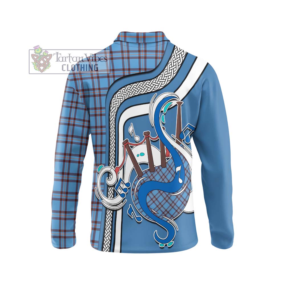 Tartan Vibes Clothing Elliot Ancient Tartan Long Sleeve Polo Shirt with Epic Bagpipe Style