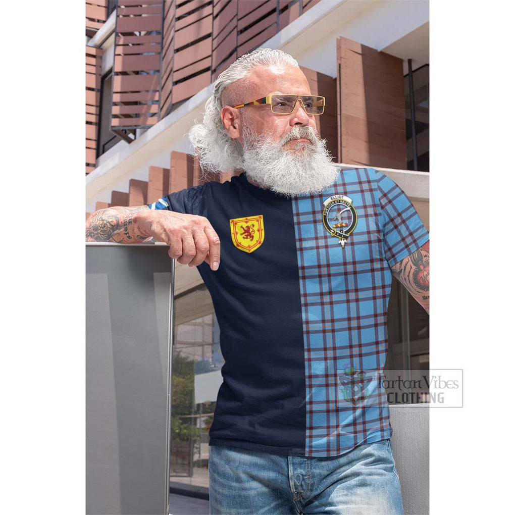 Tartan Vibes Clothing Elliot Ancient Tartan Cotton T-shirt with Scottish Lion Royal Arm Half Style