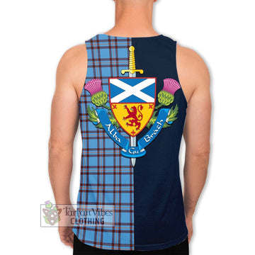 Elliot Ancient Tartan Men's Tank Top Alba with Scottish Lion Royal Arm Half Style