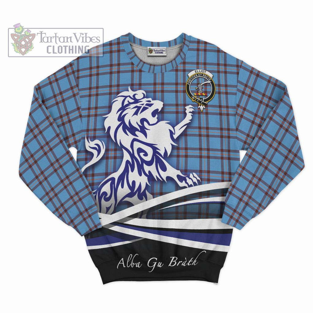 Elliot Ancient Tartan Sweatshirt with Alba Gu Brath Regal Lion Emblem - Tartanvibesclothing Shop