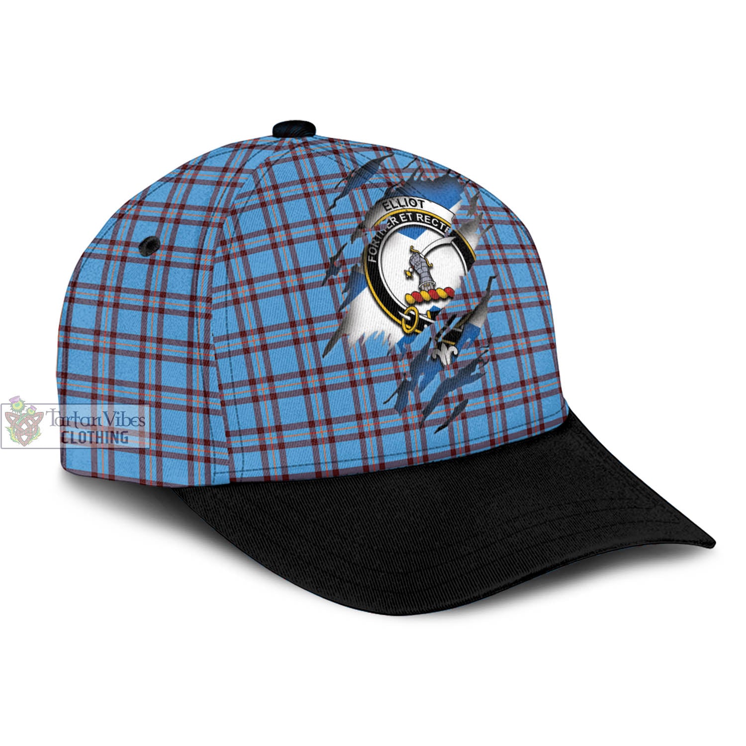 Tartan Vibes Clothing Elliot Ancient Tartan Classic Cap with Family Crest In Me Style