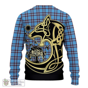 Elliot Ancient Tartan Ugly Sweater with Family Crest Celtic Wolf Style