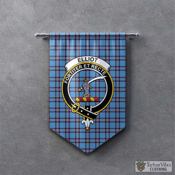 Elliot Ancient Tartan Gonfalon, Tartan Banner with Family Crest