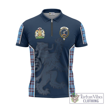 Elliot Ancient Tartan Zipper Polo Shirt with Family Crest and Lion Rampant Vibes Sport Style