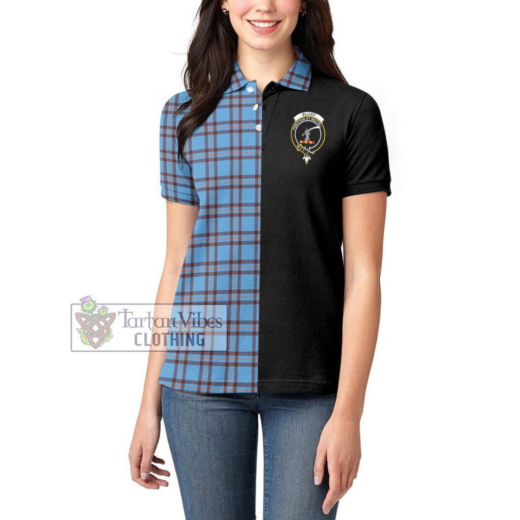 Elliot Ancient Tartan Women's Polo Shirt with Family Crest and Half Of Me Style - Tartanvibesclothing Shop