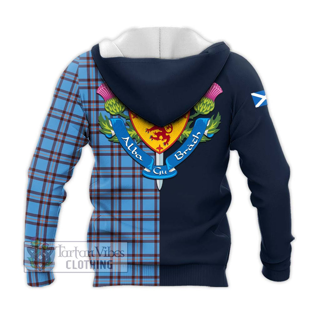 Tartan Vibes Clothing Elliot Ancient Tartan Knitted Hoodie with Scottish Lion Royal Arm Half Style