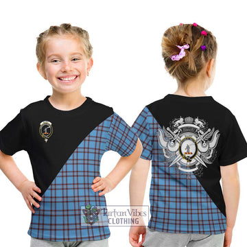 Elliot Ancient Tartan Kid T-Shirt with Family Crest and Military Logo Style