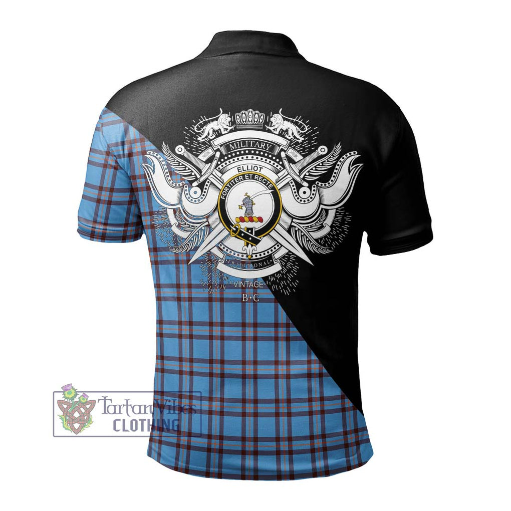 Elliot Ancient Tartan Polo Shirt with Family Crest and Military Logo Style - Tartanvibesclothing Shop