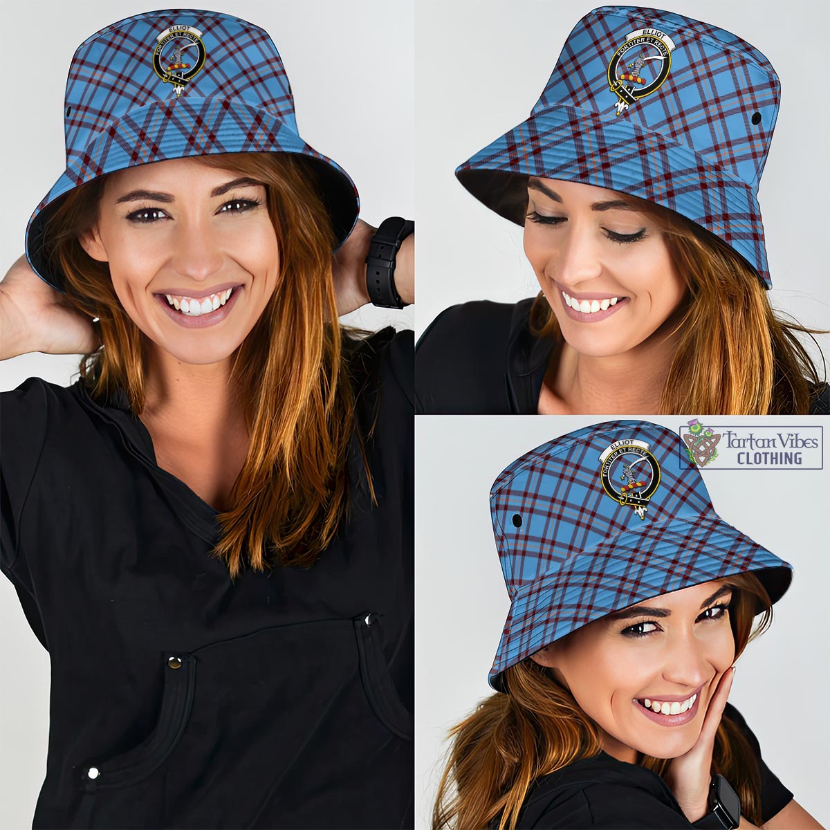 Tartan Vibes Clothing Elliot Ancient Tartan Bucket Hat with Family Crest