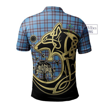 Elliot Ancient Tartan Polo Shirt with Family Crest Celtic Wolf Style