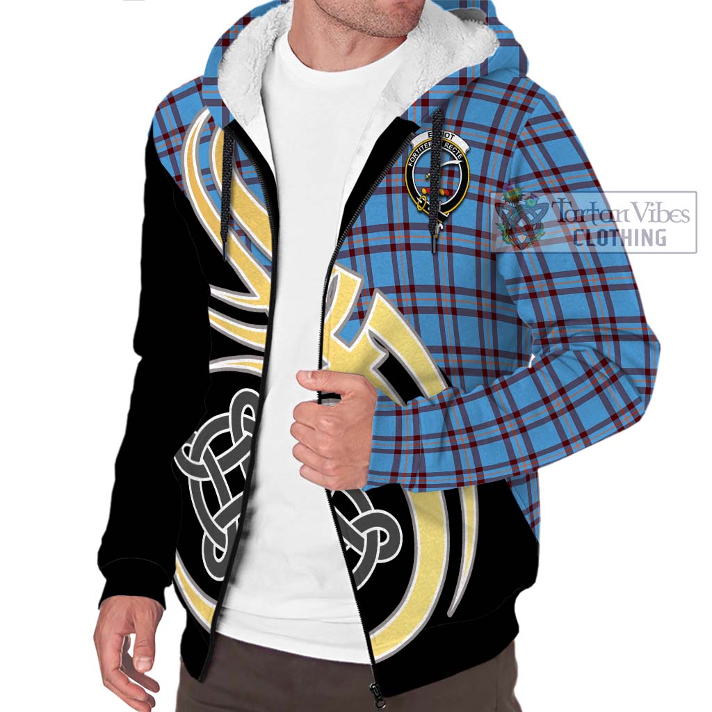 Elliot Ancient Tartan Sherpa Hoodie with Family Crest and Celtic Symbol Style - Tartan Vibes Clothing