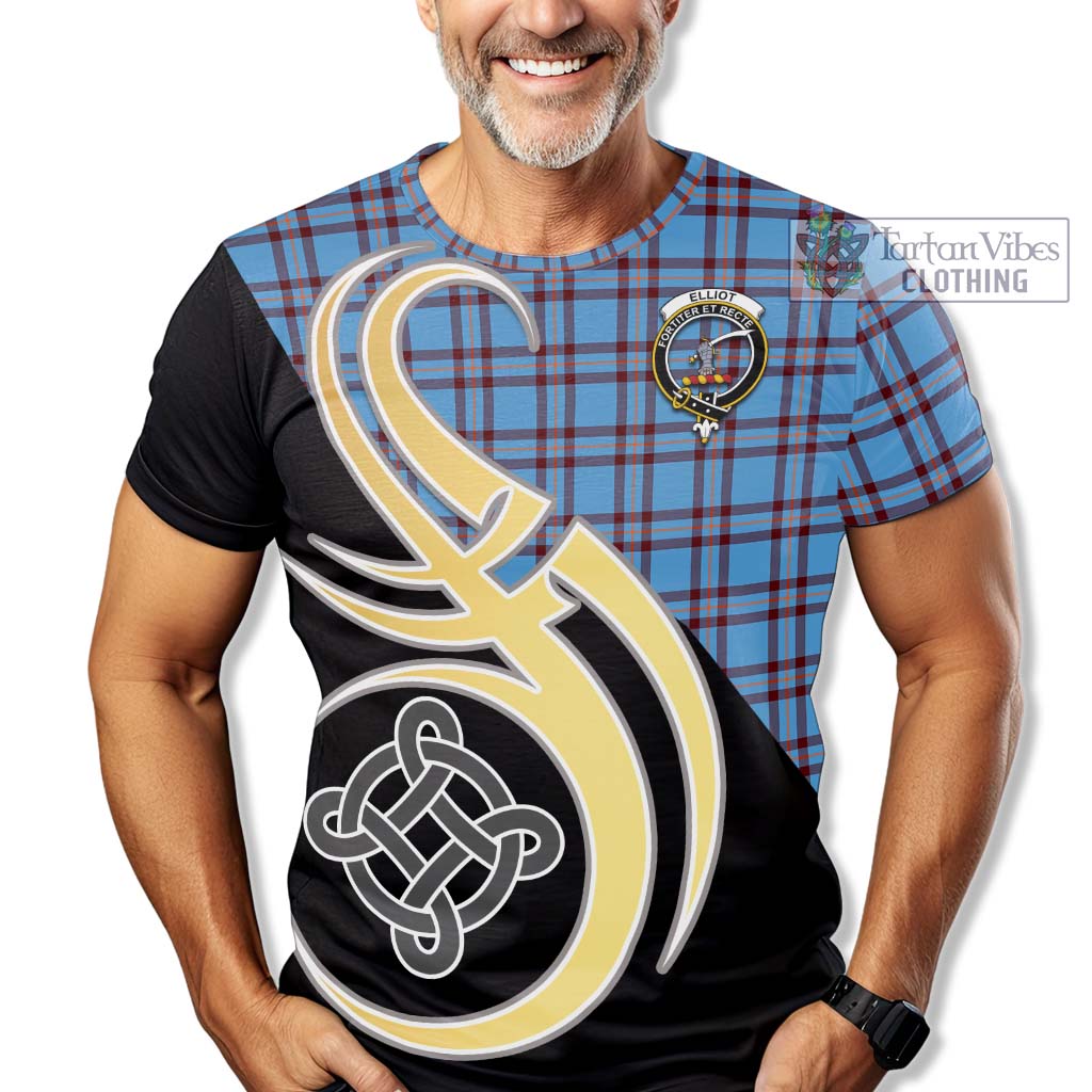 Tartan Vibes Clothing Elliot Ancient Tartan T-Shirt with Family Crest and Celtic Symbol Style