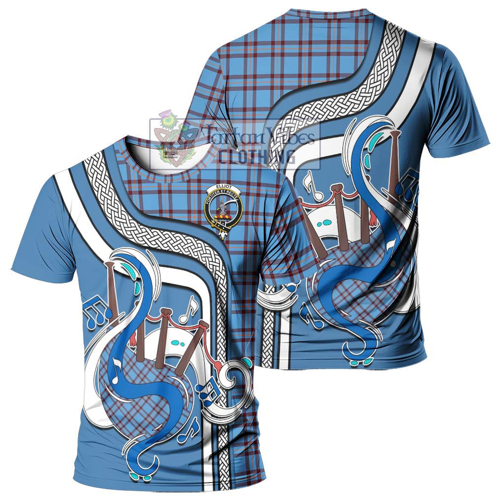 Elliot Ancient Tartan T-Shirt with Epic Bagpipe Style - Tartanvibesclothing Shop