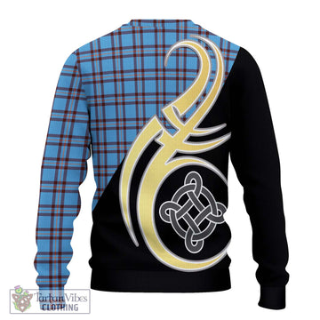 Elliot Ancient Tartan Ugly Sweater with Family Crest and Celtic Symbol Style