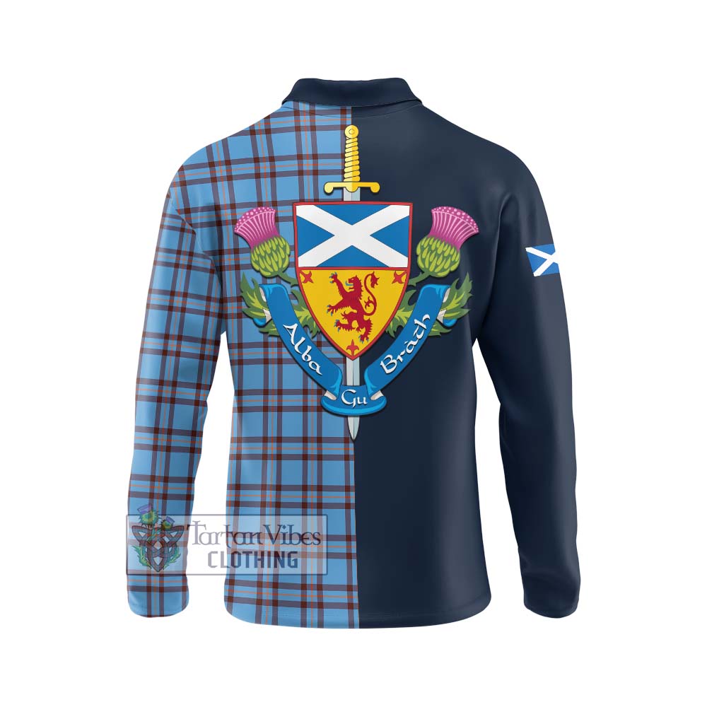 Tartan Vibes Clothing Elliot Ancient Tartan Long Sleeve Polo Shirt with Scottish Lion Royal Arm Half Style