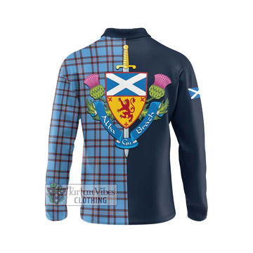 Elliot Ancient Tartan Long Sleeve Polo Shirt Alba with Scottish Lion Royal Arm Half Style