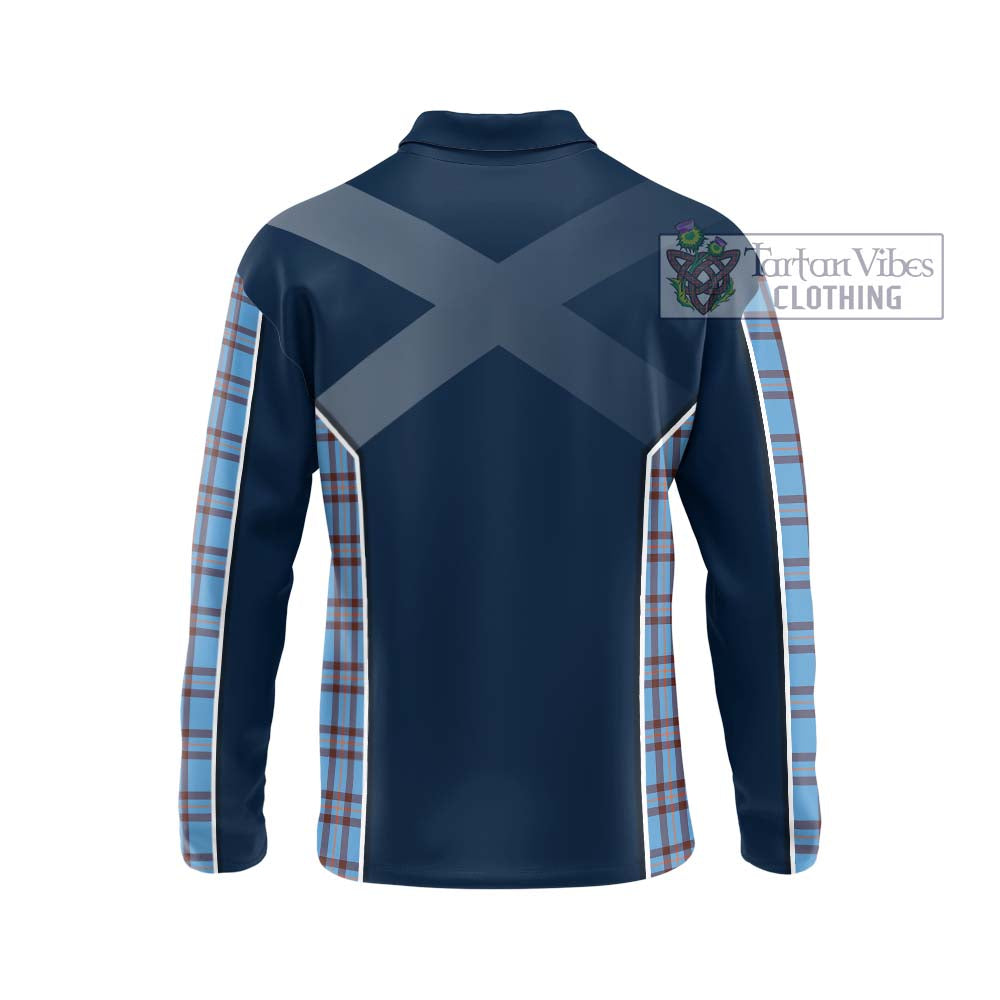 Elliot Ancient Tartan Long Sleeve Polo Shirt with Family Crest and Lion Rampant Vibes Sport Style - Tartan Vibes Clothing