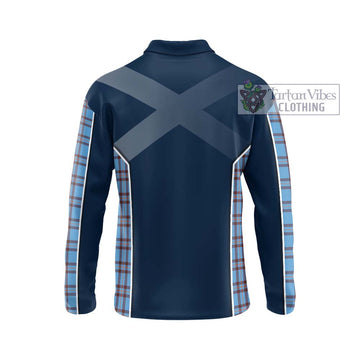 Elliot Ancient Tartan Long Sleeve Polo Shirt with Family Crest and Lion Rampant Vibes Sport Style