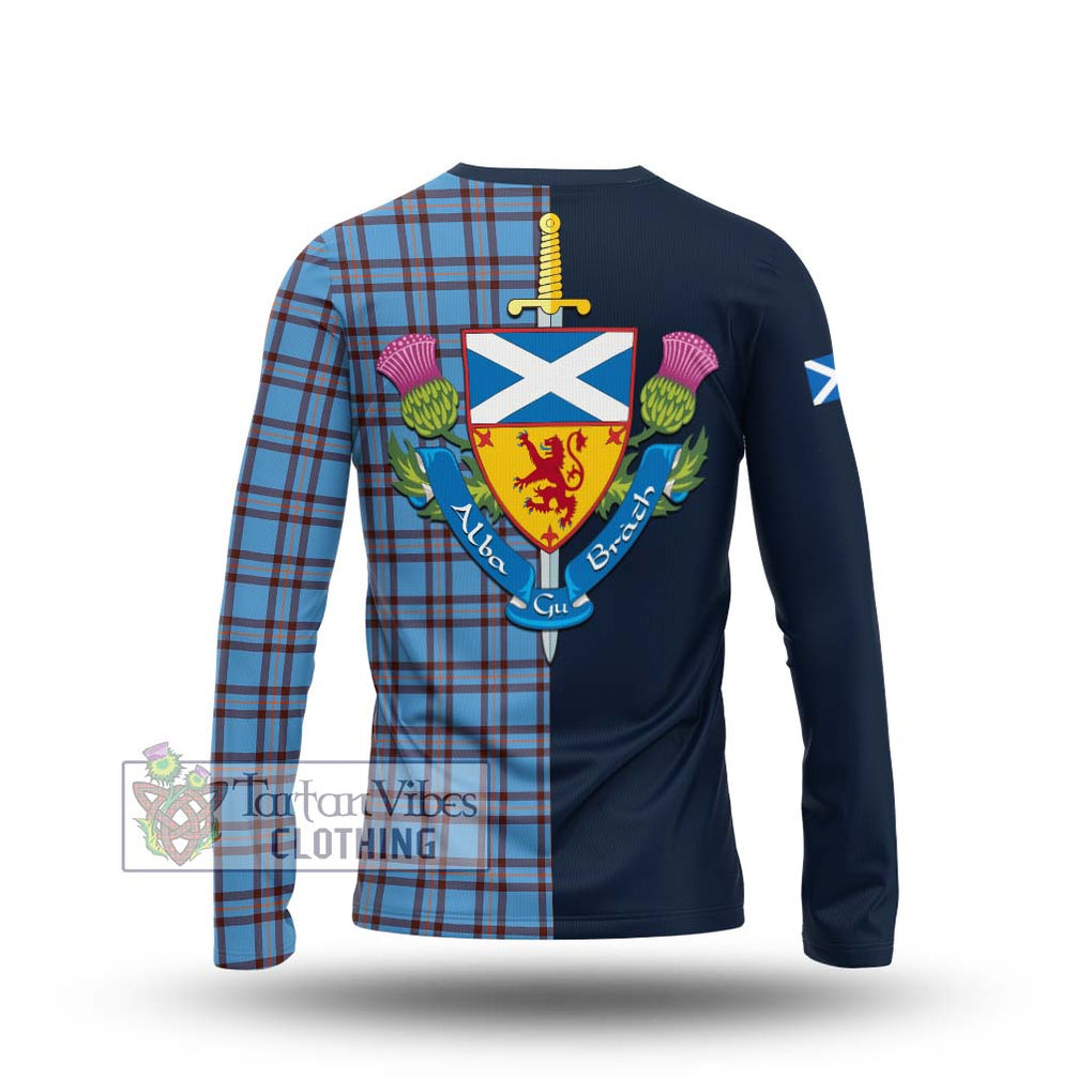 Tartan Vibes Clothing Elliot Ancient Tartan Long Sleeve T-Shirt with Scottish Lion Royal Arm Half Style