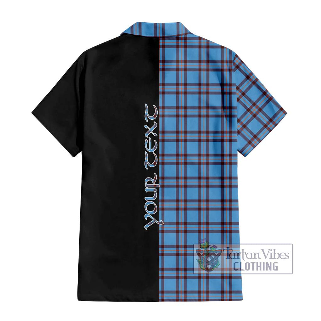 Elliot Ancient Tartan Short Sleeve Button Shirt with Family Crest and Half Of Me Style - Tartanvibesclothing Shop