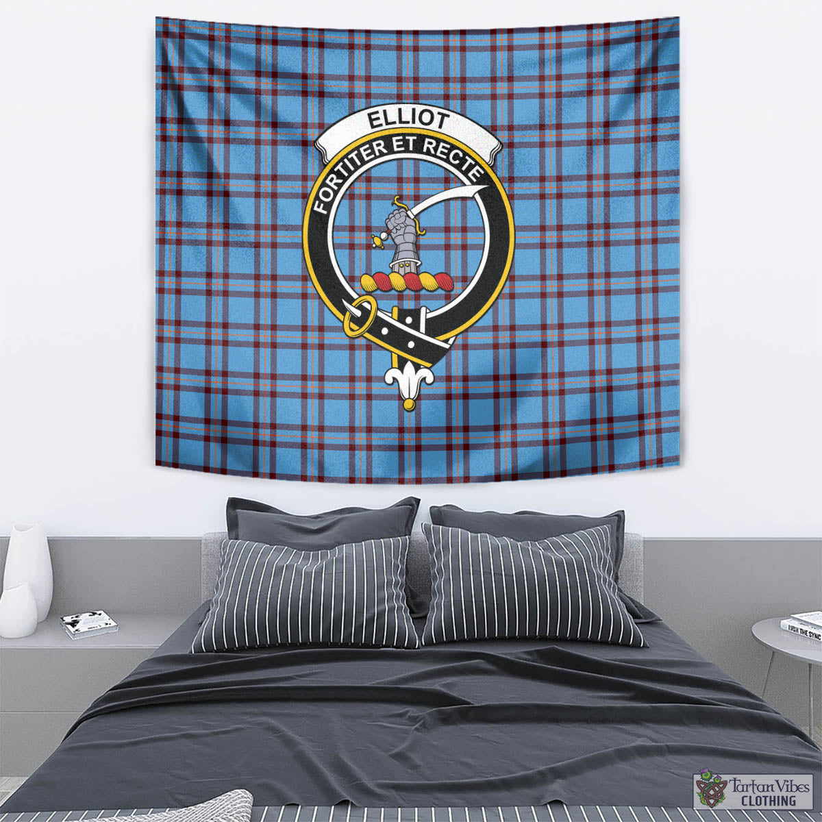 Tartan Vibes Clothing Elliot Ancient Tartan Tapestry Wall Hanging and Home Decor for Room with Family Crest