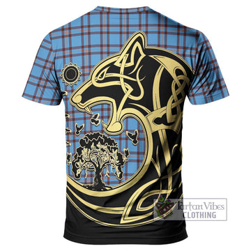 Elliot Ancient Tartan T-Shirt with Family Crest Celtic Wolf Style