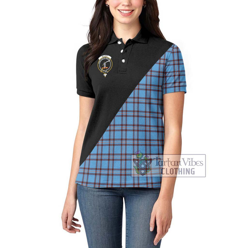 Elliot Ancient Tartan Women's Polo Shirt with Family Crest and Military Logo Style - Tartanvibesclothing Shop