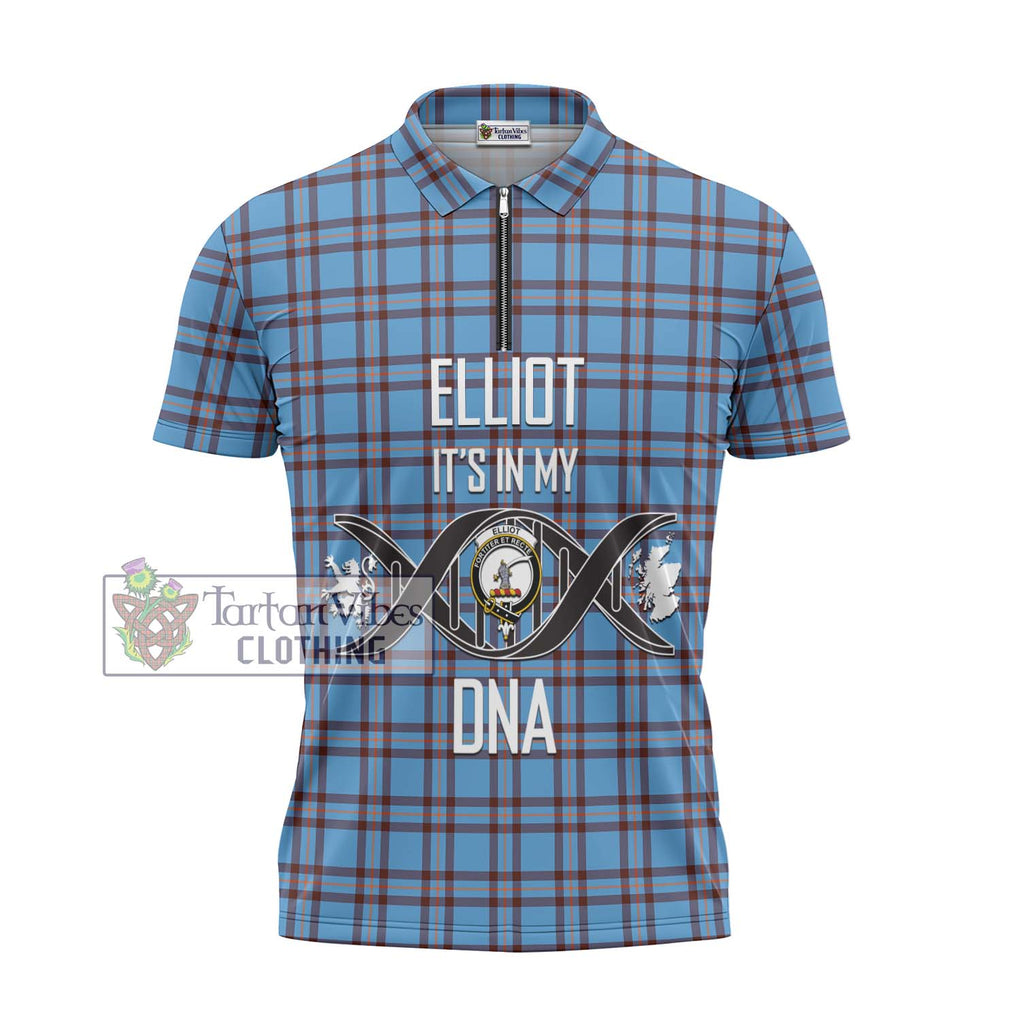 Elliot Ancient Tartan Zipper Polo Shirt with Family Crest DNA In Me Style - Tartanvibesclothing Shop