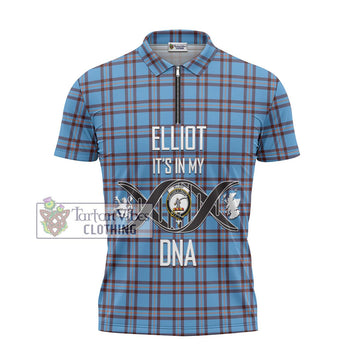 Elliot Ancient Tartan Zipper Polo Shirt with Family Crest DNA In Me Style