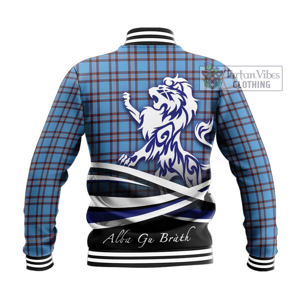 Elliot Ancient Tartan Baseball Jacket with Alba Gu Brath Regal Lion Emblem - Tartanvibesclothing Shop