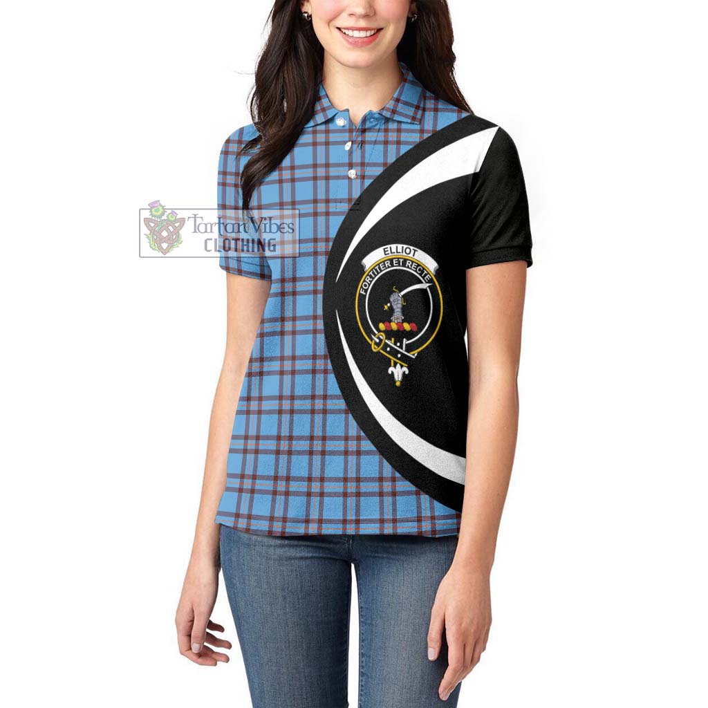 Elliot Ancient Tartan Women's Polo Shirt with Family Crest Circle Style - Tartan Vibes Clothing