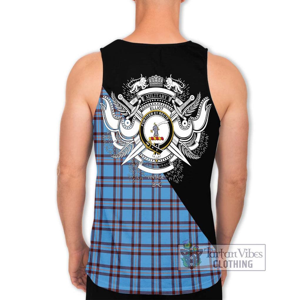 Elliot Ancient Tartan Men's Tank Top with Family Crest and Military Logo Style - Tartanvibesclothing Shop