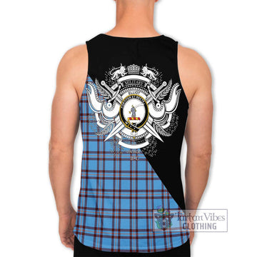 Elliot Ancient Tartan Men's Tank Top with Family Crest and Military Logo Style