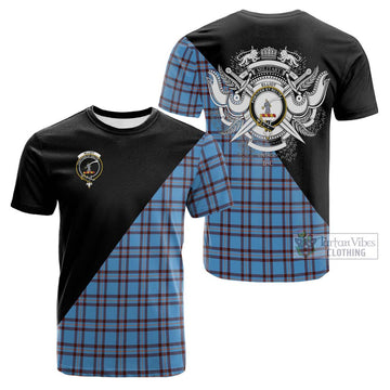 Elliot Ancient Tartan Cotton T-shirt with Family Crest and Military Logo Style