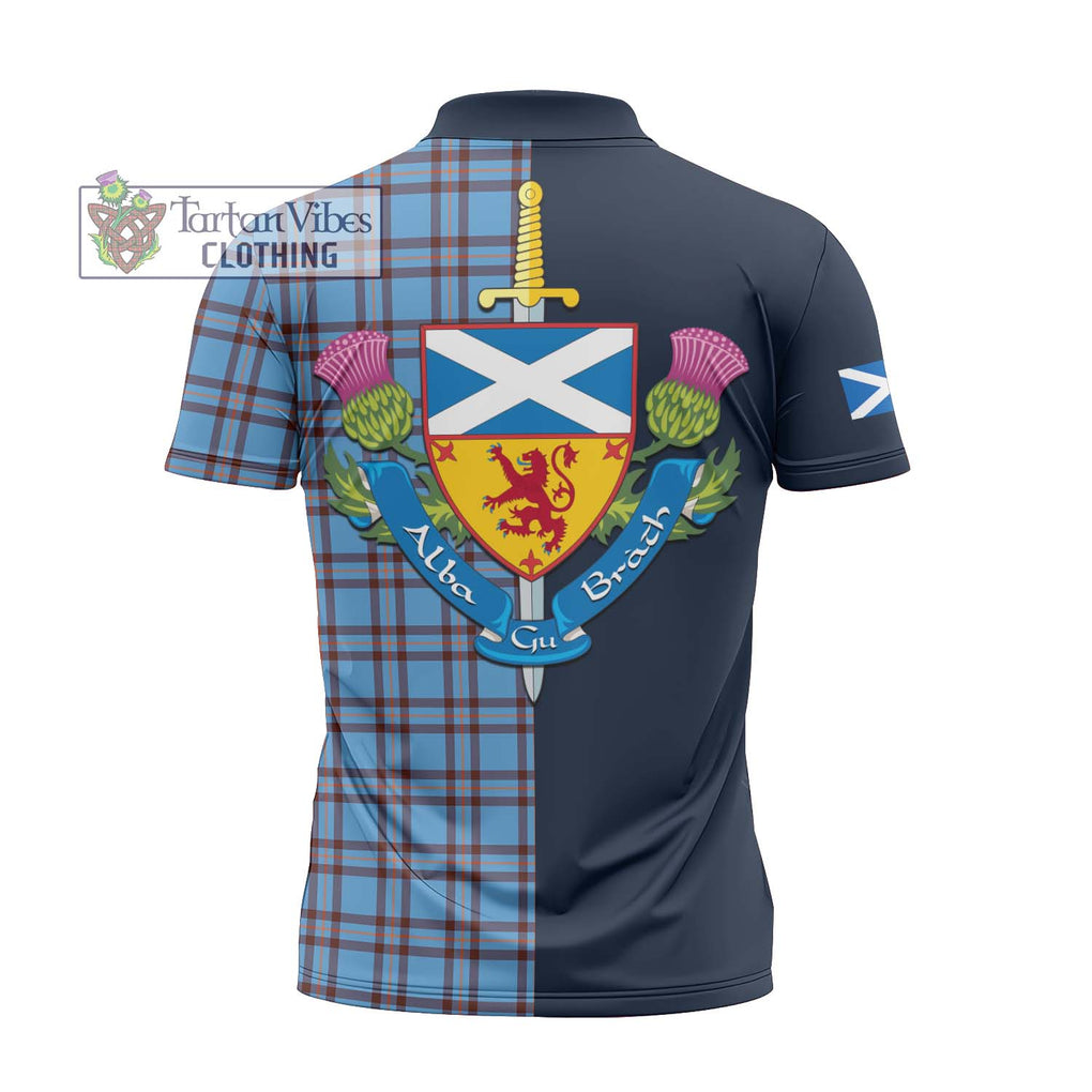 Tartan Vibes Clothing Elliot Ancient Tartan Zipper Polo Shirt with Scottish Lion Royal Arm Half Style