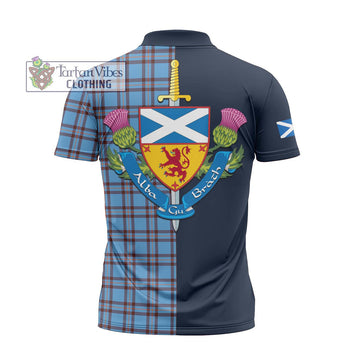 Elliot Ancient Tartan Zipper Polo Shirt Alba with Scottish Lion Royal Arm Half Style