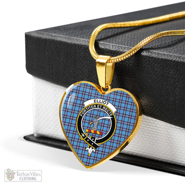 Elliot Ancient Tartan Heart Necklace with Family Crest