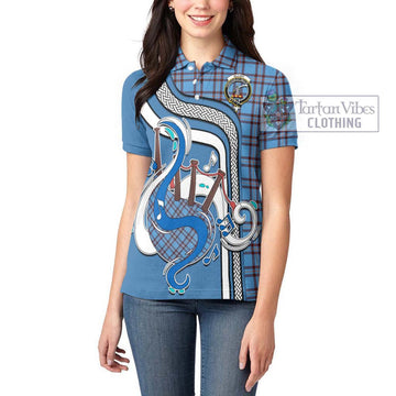 Elliot Ancient Tartan Women's Polo Shirt with Epic Bagpipe Style