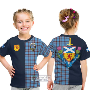 Elliot Ancient Tartan Kid T-Shirt Alba with Scottish Lion Royal Arm Half Style