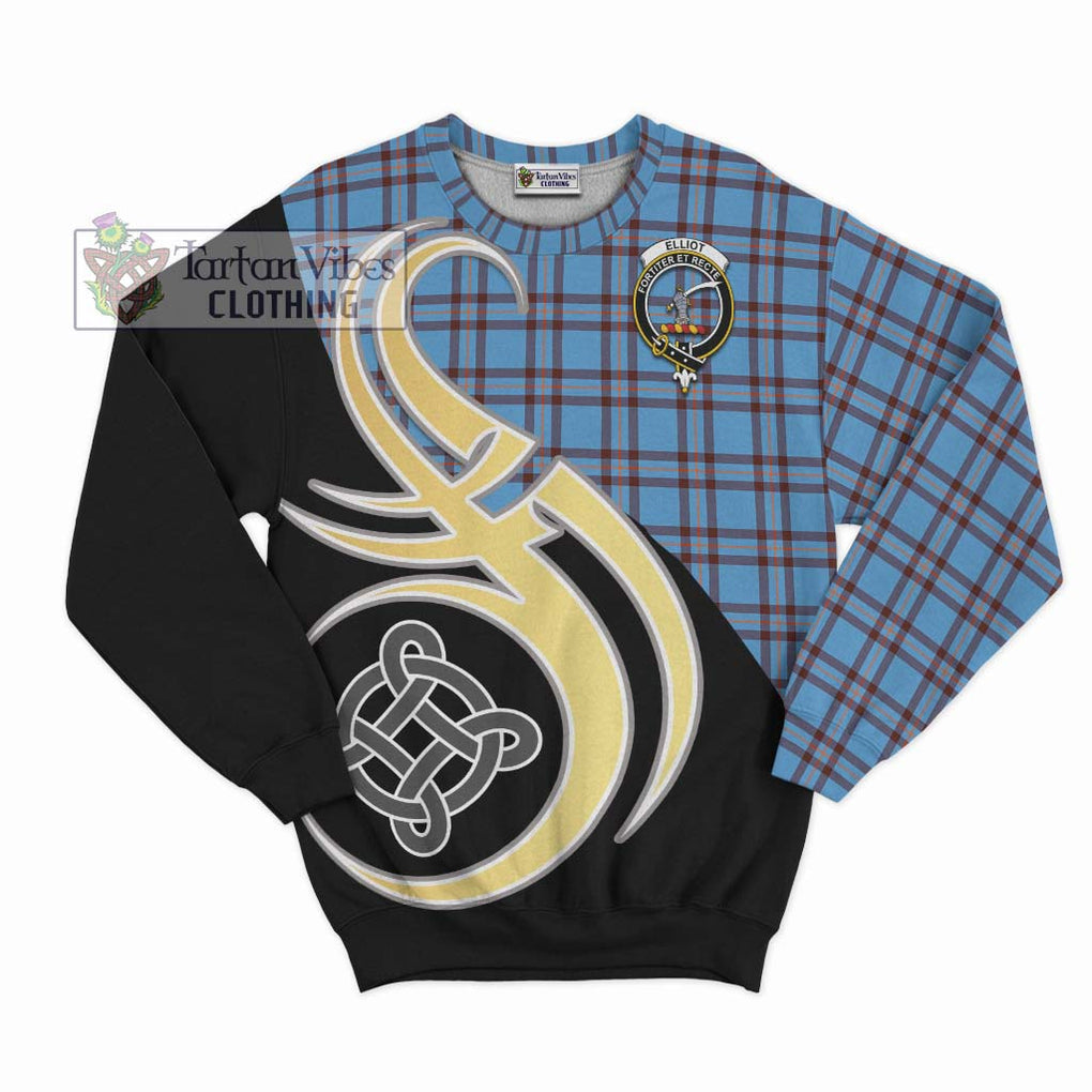 Elliot Ancient Tartan Sweatshirt with Family Crest and Celtic Symbol Style - Tartan Vibes Clothing