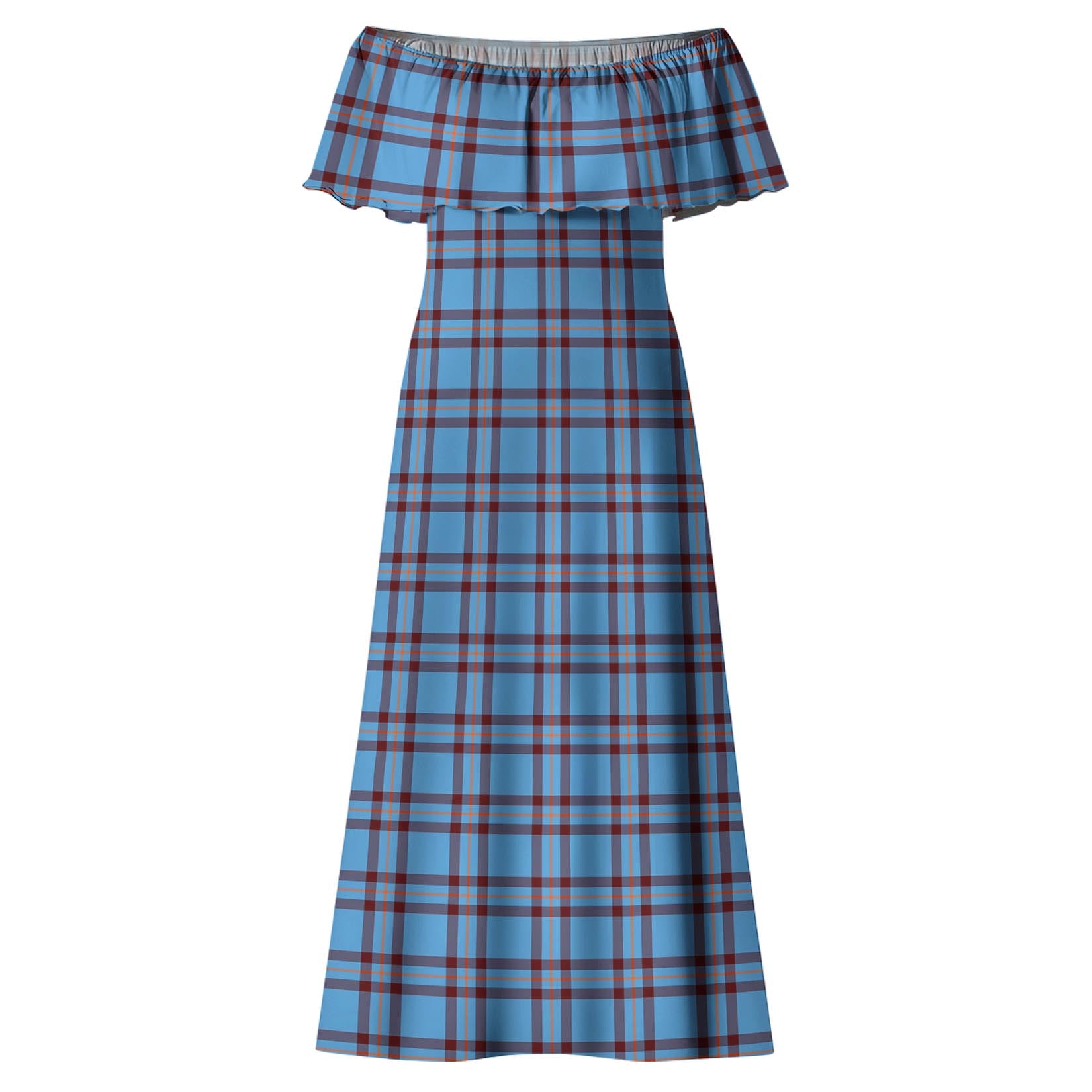 Elliot Ancient Tartan Off Shoulder Long Dress - Tartanvibesclothing