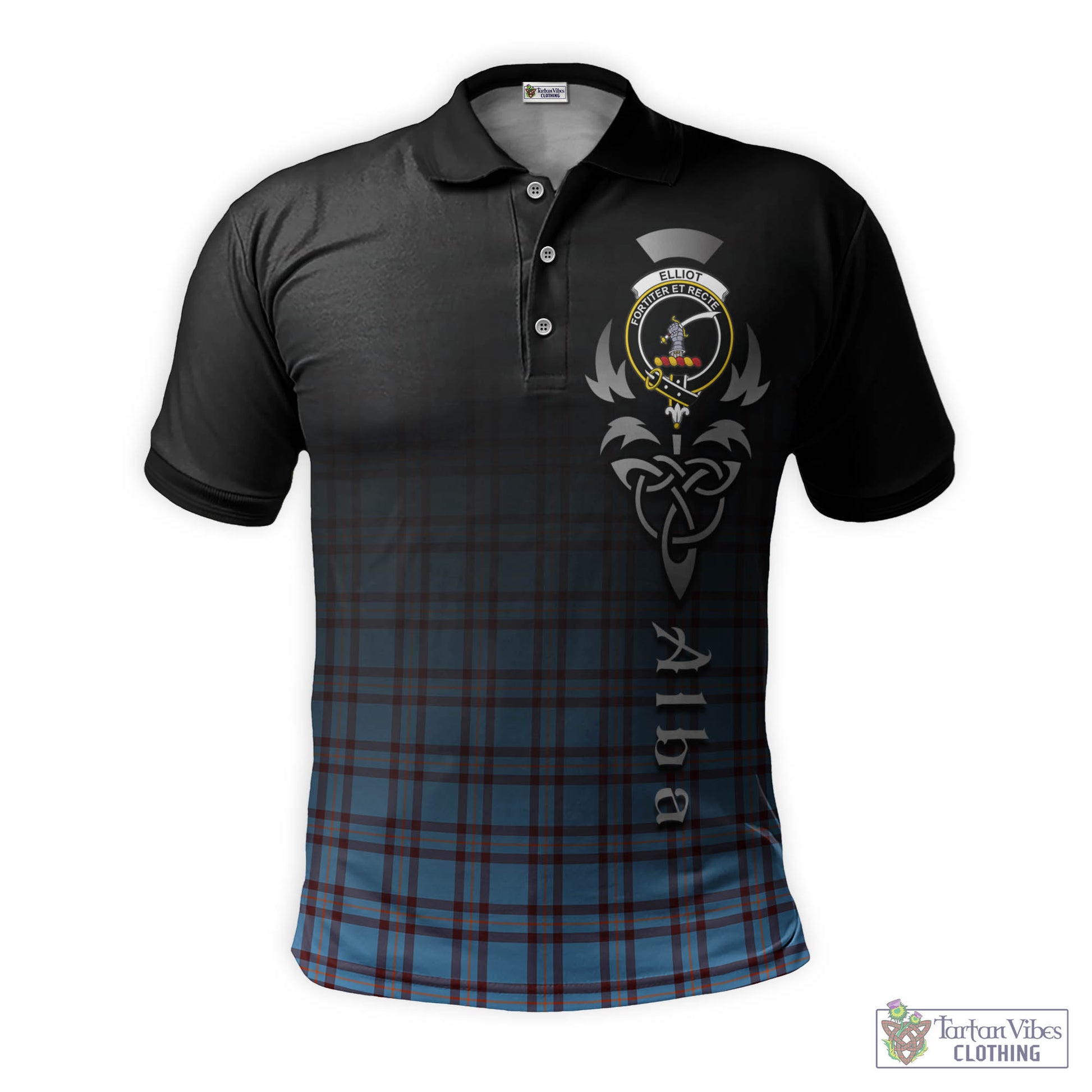 Tartan Vibes Clothing Elliot Ancient Tartan Polo Shirt Featuring Alba Gu Brath Family Crest Celtic Inspired