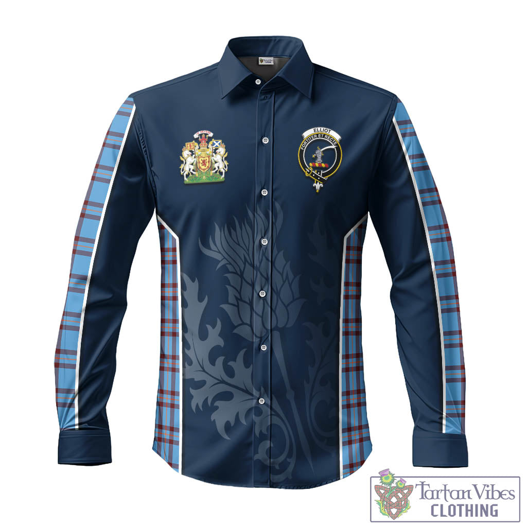 Tartan Vibes Clothing Elliot Ancient Tartan Long Sleeve Button Up Shirt with Family Crest and Scottish Thistle Vibes Sport Style