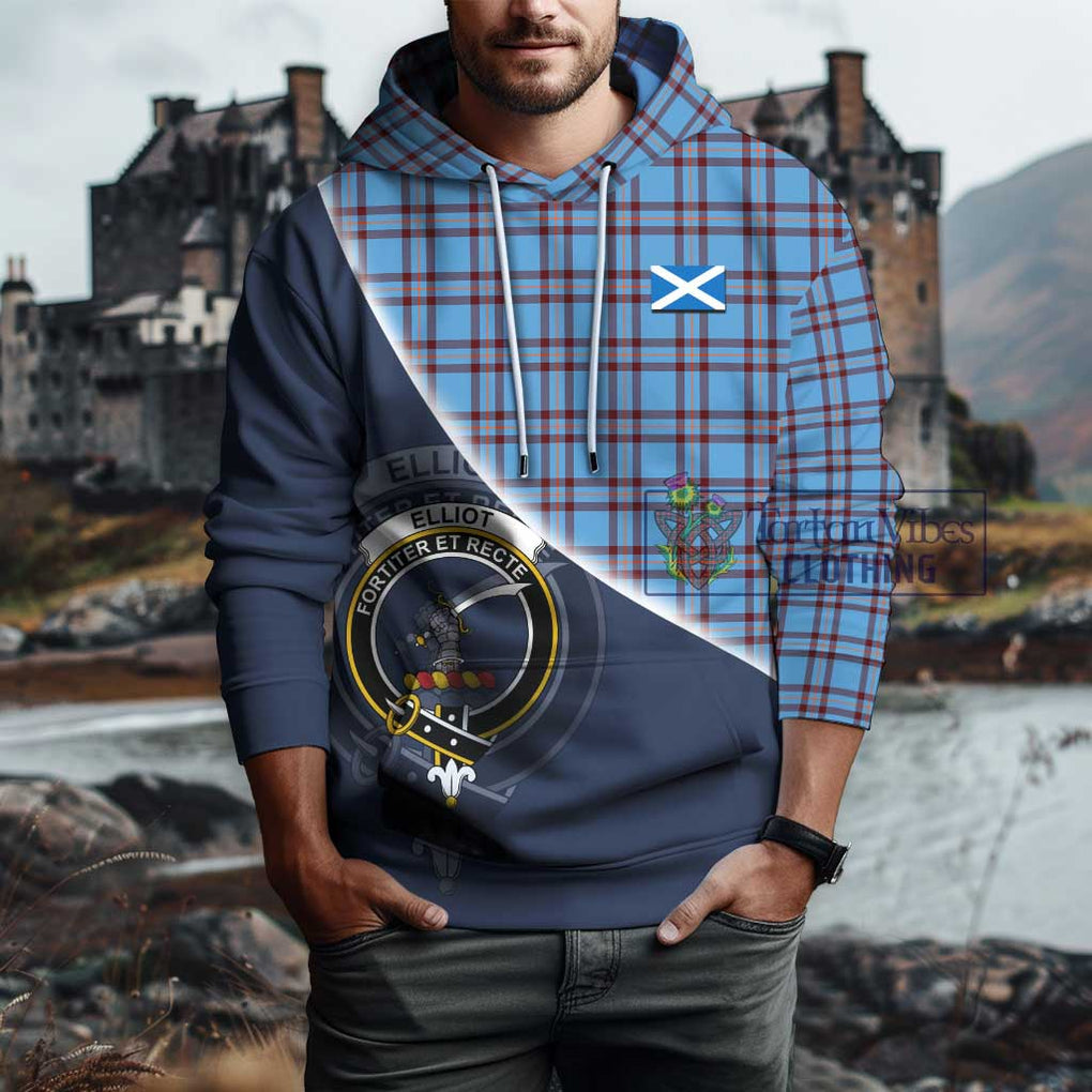 Elliot Ancient Tartan Hoodie with Personalised National Flag and Family Crest Half Style - Tartanvibesclothing Shop